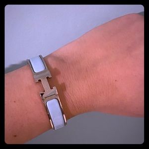 Hermès clic clac bracelet silver & blue 100% auth!